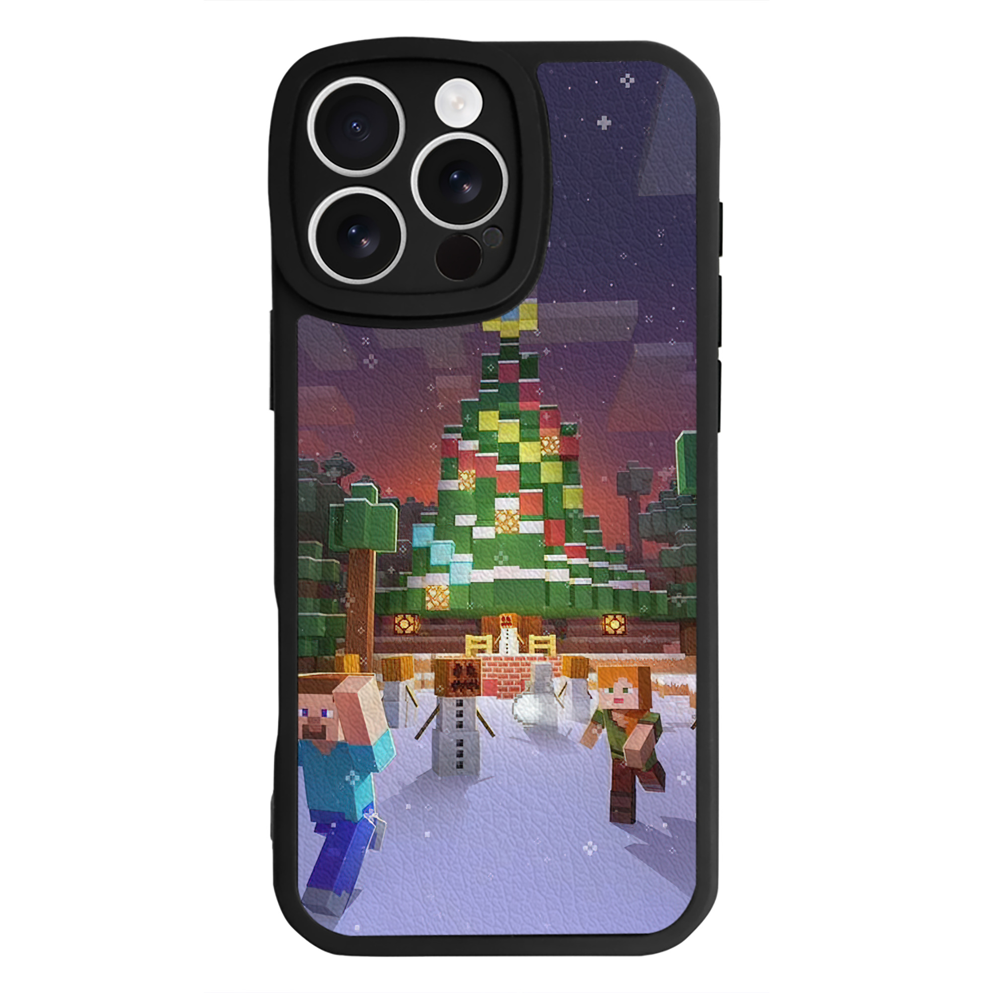 （画像用） マインクラフト ブロックの世界 Minecraft MC Block world 【iPhone 16シリーズ対応】シリコンスマホケース（レザー調） 材質：シリコン